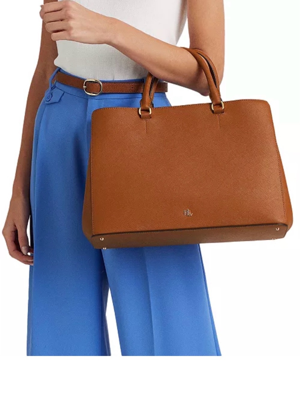 Polo by Ralph Lauren Cognac Saffiano Leather Tote - Picture 2 of 8